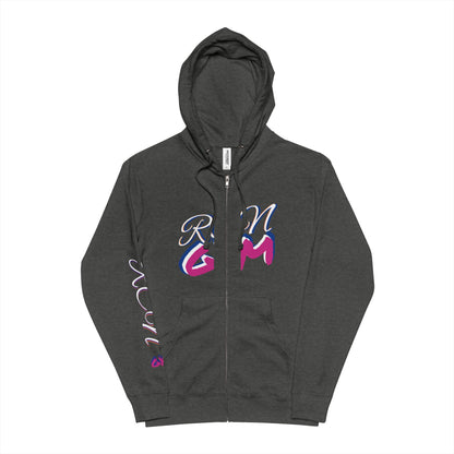 Unisex Fleece Zip Up Hoodie - Vibrant Graphic Design for Casual Comfort