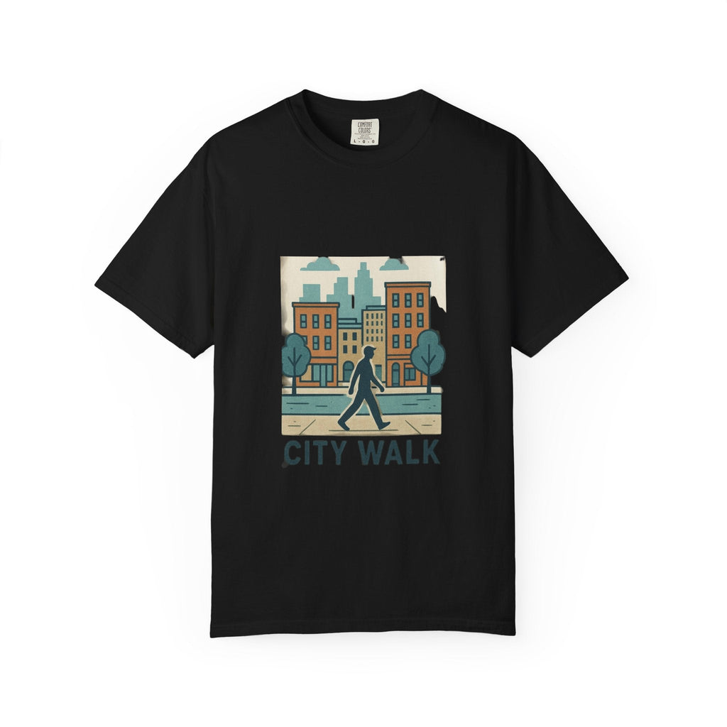 City Walk Unisex Garment-Dyed T-shirt, Urban Streetwear, Casual Fashion, Gift for City Lovers, Travel Enthusiast Apparel Printify
