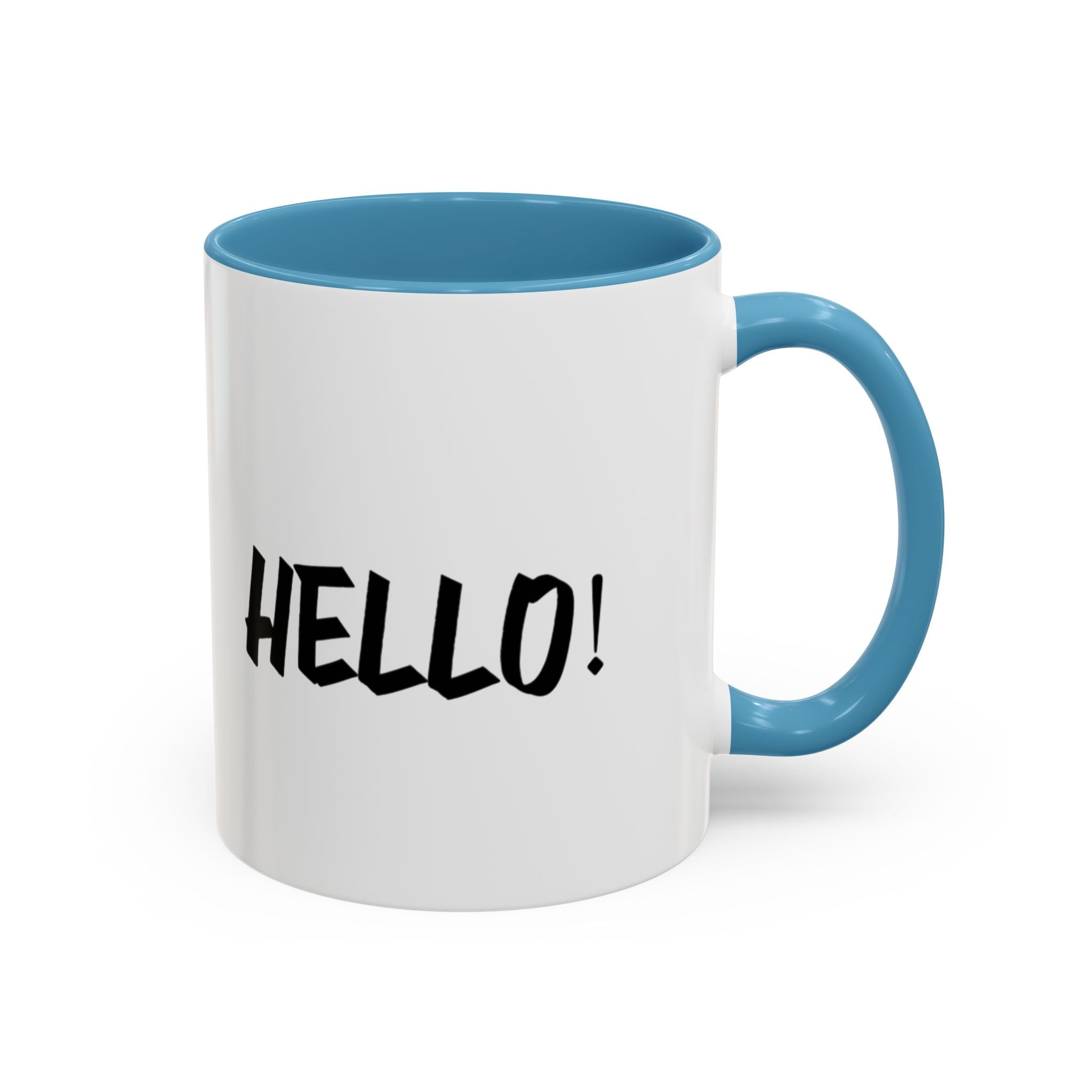 Hello! Accent Coffee Mug - Stylish 11oz & 15oz Black Handle Cup for Coffee Lovers