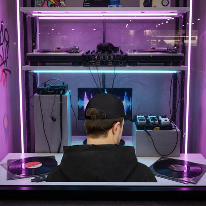 White Dad Cap with Gold DJ Logo Embroidery – Music Producer Hat Printify