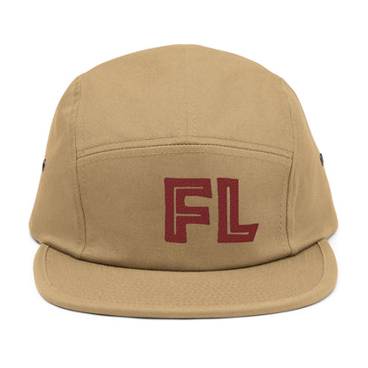 Stylish 5 Panel Cap with FL Embroidery, Casual Hat for Outdoor Adventures, Trendy Gift for Fashion Lovers, Summer Accessory, Unisex Headwear