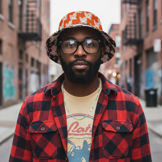 Festive Bucket Hat, Colorful Christmas Hat, Trendy Accessory Statement Printify