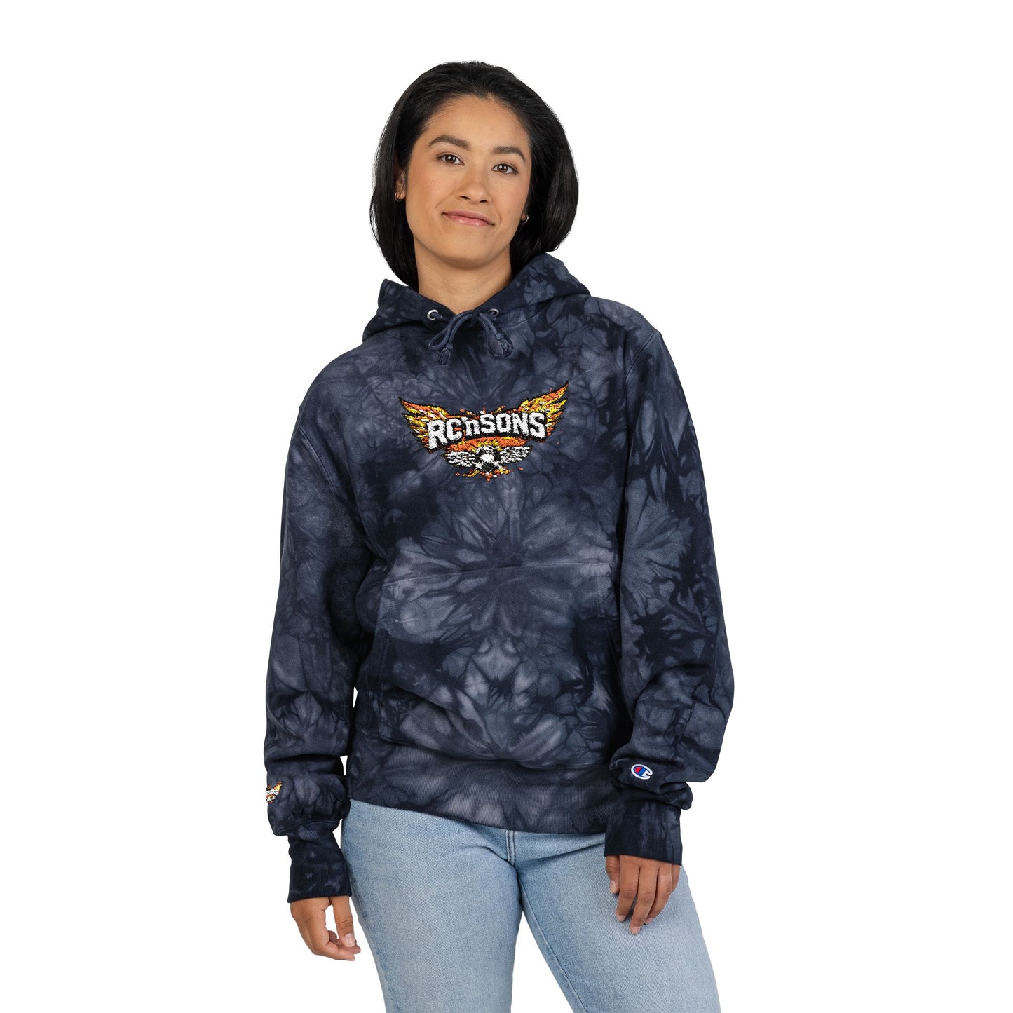 Tie-Dye Embroidered Hoodie — Roosters Wing Logo
