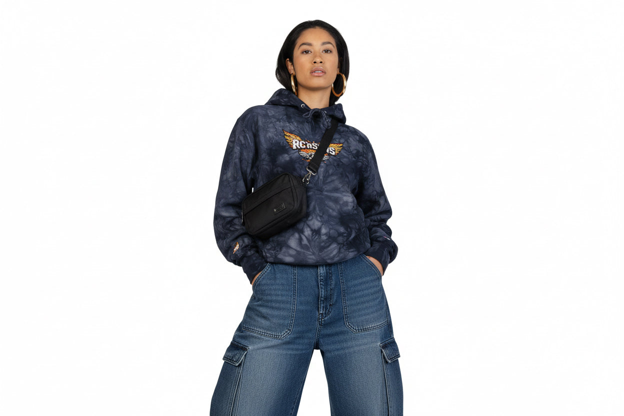 Tie-Dye Embroidered Hoodie — Roosters Wing Logo