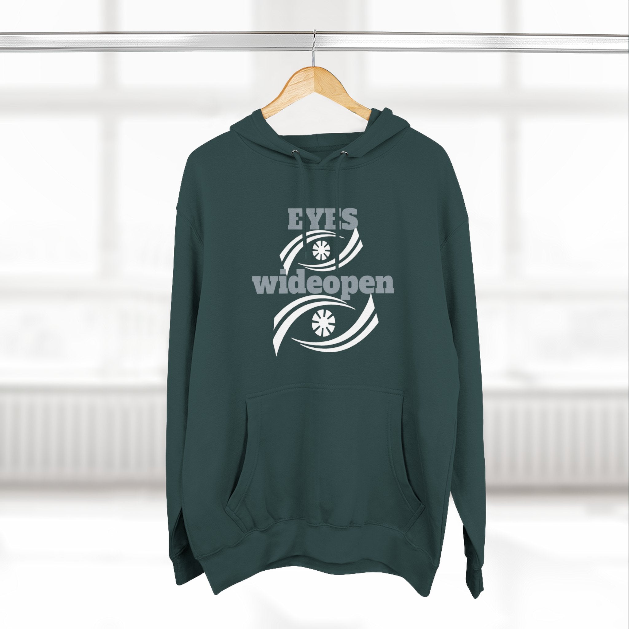 Fleece Hoodie, Cozy Warmth, Casual Style, Perfect for All Seasons, Gift for Friends, EYES wideopen Design