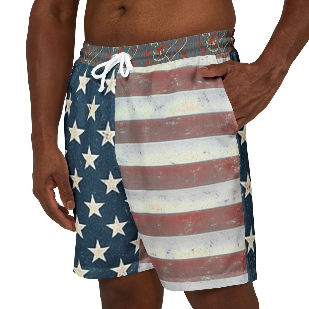Patriotic Swim Shorts - Unisex American Flag Style, Perfect for Summer Beach Days, Barbecues, 4th of July Celebrations, Pool Parties Printify