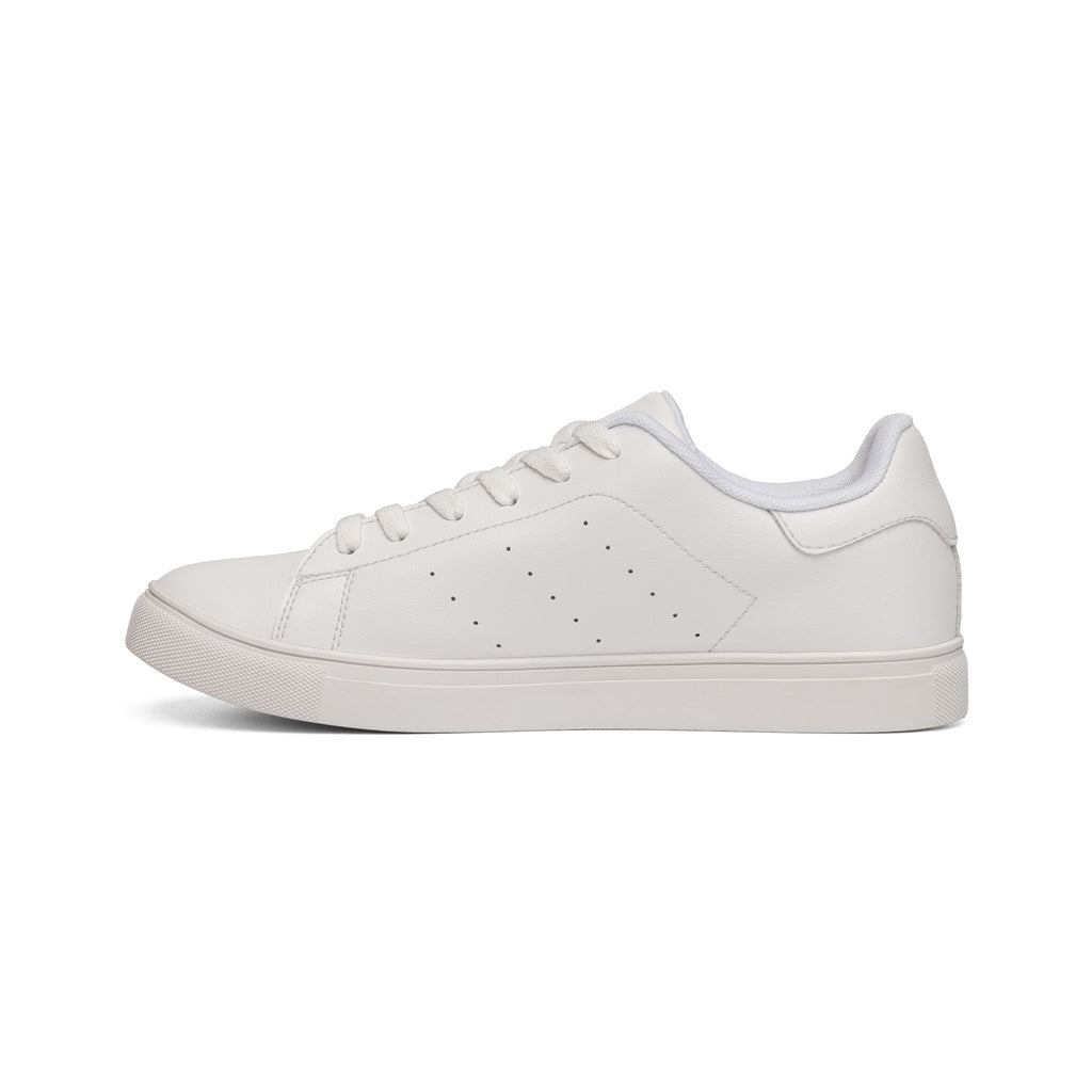 White Leather Low-Top Sneakers with Minimal German Flag Accent