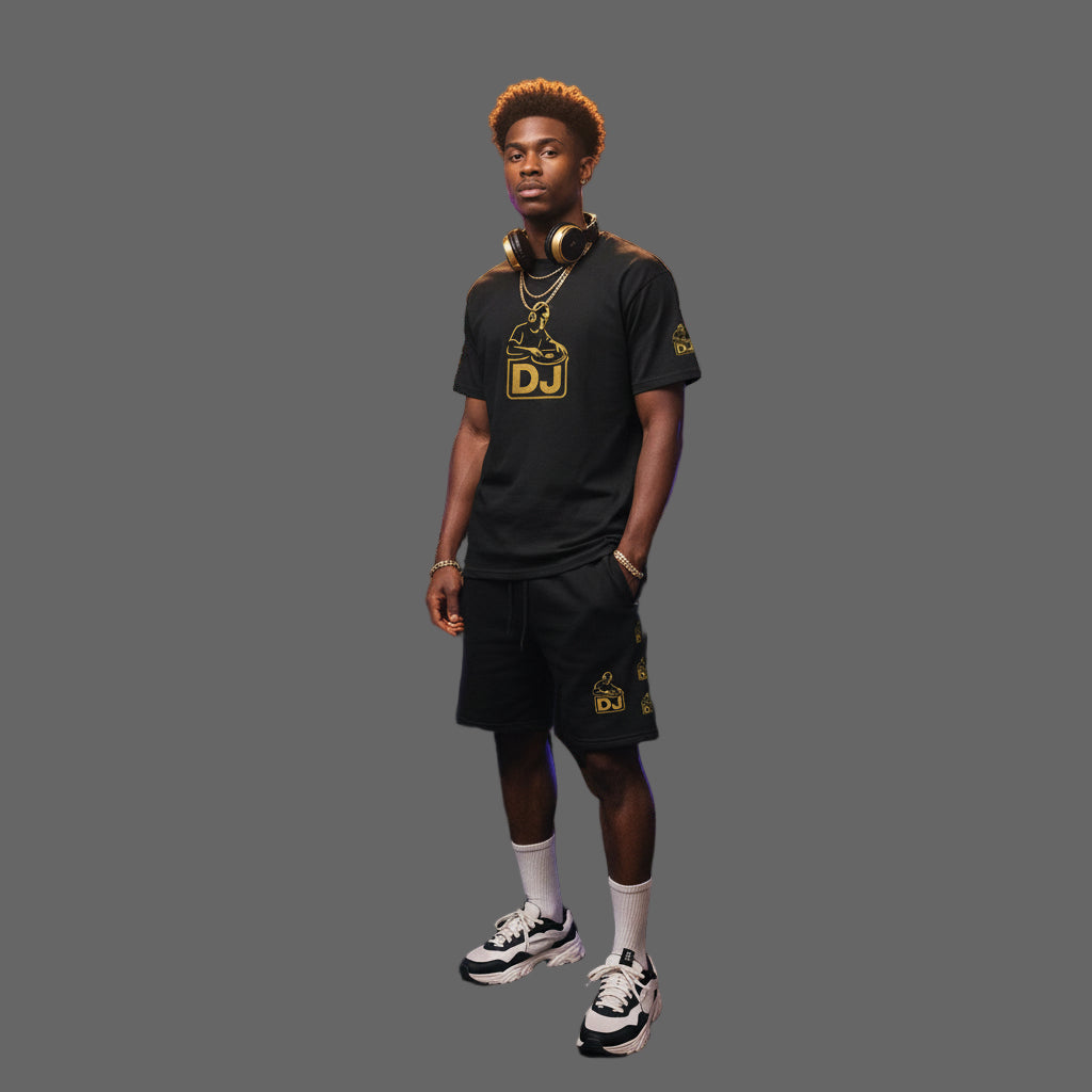 DJ Graphic Tee — Gold Turntable DJ Shirt for Music Lovers Printify