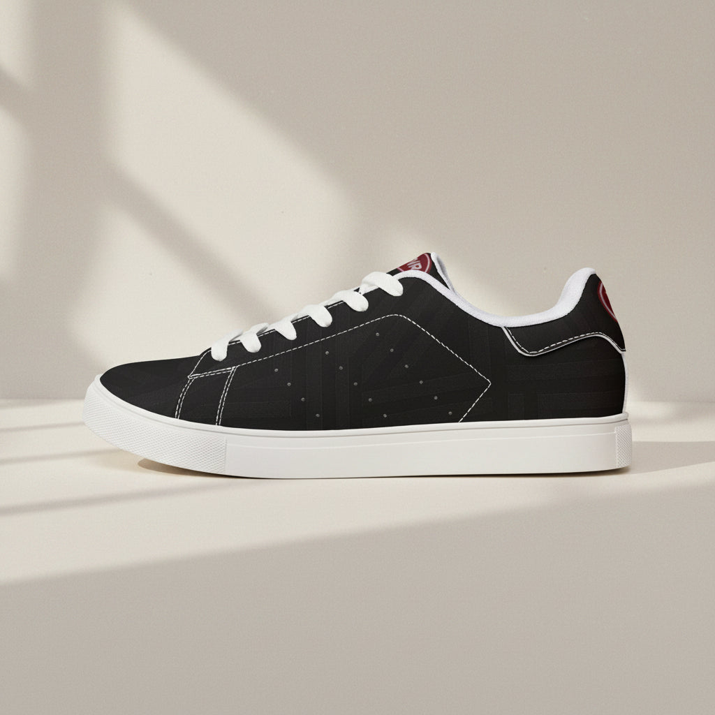 Men's Noir Low-Top Leather Sneakers — Classic Black Casual Trainers