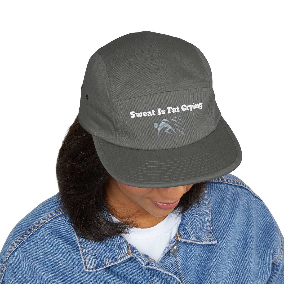 Motivational 5 Panel Cap | Sweat Is Fat Crying | Gym Wear, Sports Cap, Fitness Gift, Outdoor Hat, Workout Accessory Printify