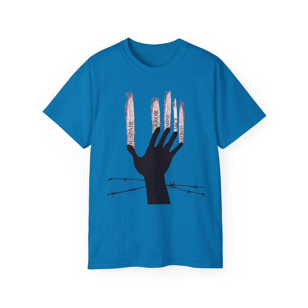 Bold Graphic Tee, Hand and Barbed Wire Design, Unisex Casual Shirt, Unique Art Apparel, Gift for Art Lovers Printify