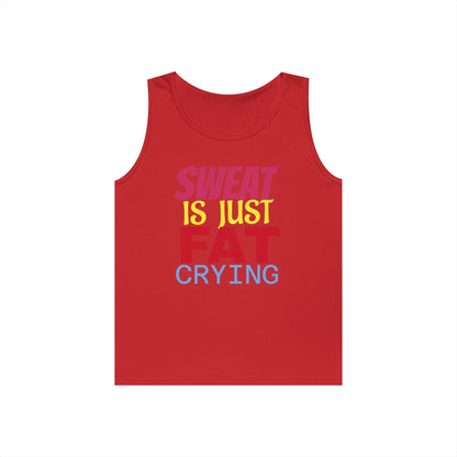 Sweat is Just Fat Crying Tank Top, Motivational Gym Shirt, Fitness Apparel, Unisex Workout Top, Summer Activewear, Gift for Fitness [...] Printify