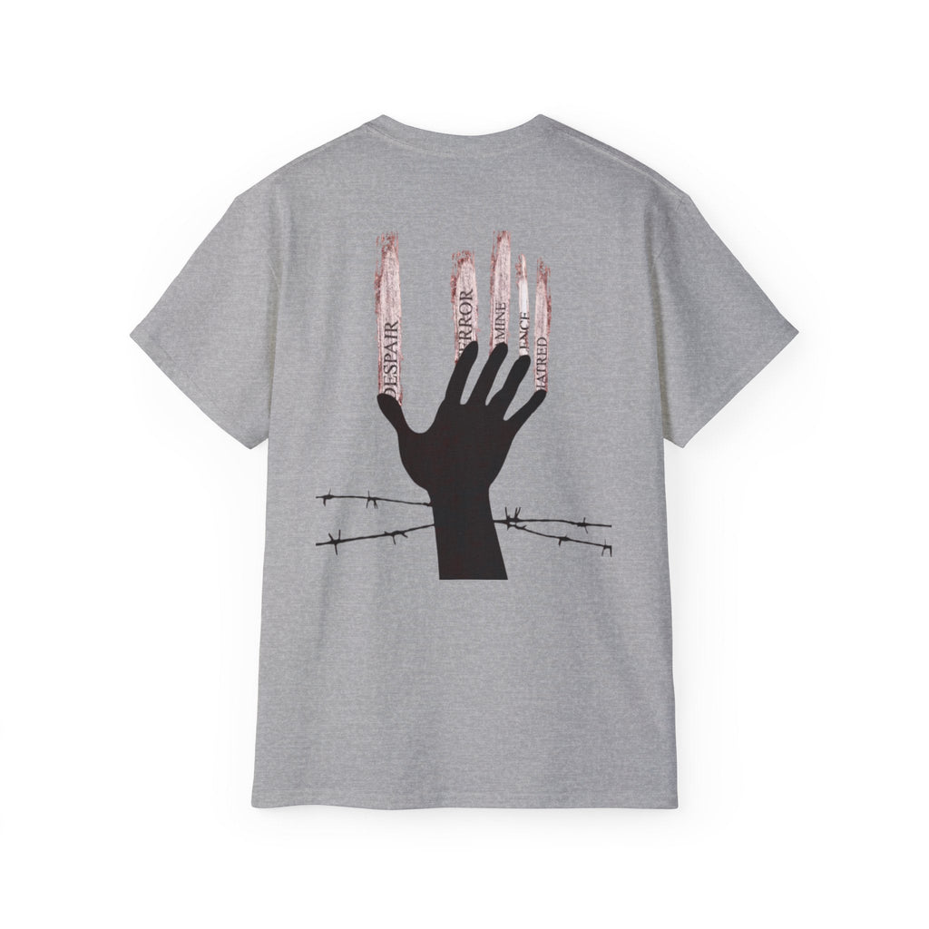 Bold Graphic Tee, Hand and Barbed Wire Design, Unisex Casual Shirt, Unique Art Apparel, Gift for Art Lovers Printify