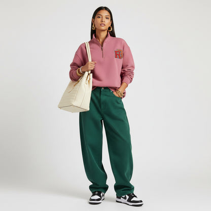 Quarter-Zip Sweatshirt — Retro 'RB' Varsity Logo Pullover Printify