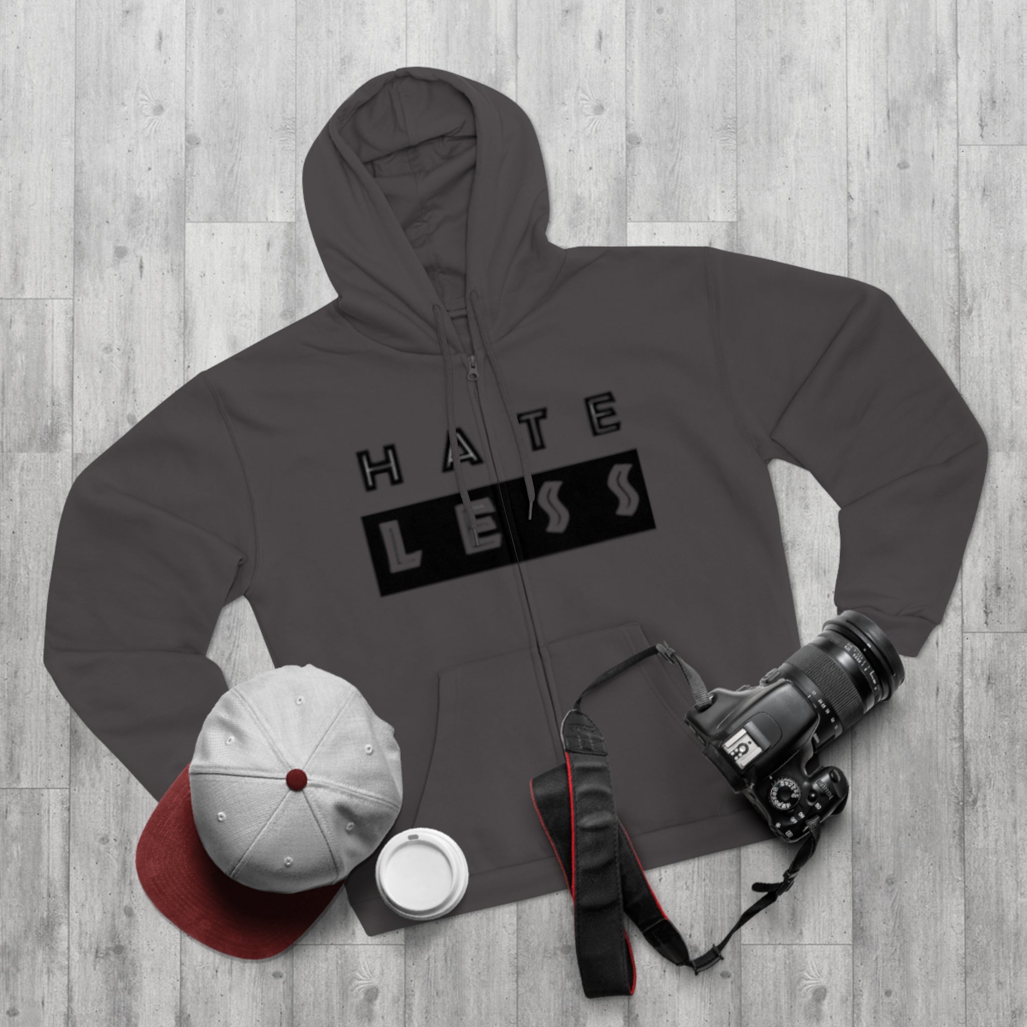 Unisex Hate Less Zip Hoodie - Comfortable & Stylish Sweatshirt for Positive Vibes