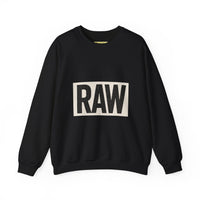 Stylish RAW Graphic Crewneck Sweatshirt, Unisex Casual Wear, Cozy Winter Layer, Trendy Streetwear, Perfect Gift for Him/Her Printify