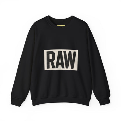 Stylish RAW Graphic Crewneck Sweatshirt, Unisex Casual Wear, Cozy Winter Layer, Trendy Streetwear, Perfect Gift for Him/Her Printify