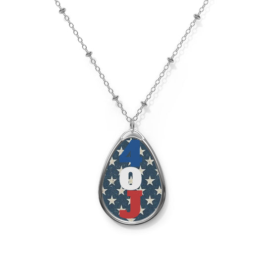 Patriotic Oval Necklace, America Jewelry, Memorial Day Gift, Independence Day Accessory, Red White Blue Pendant Printify