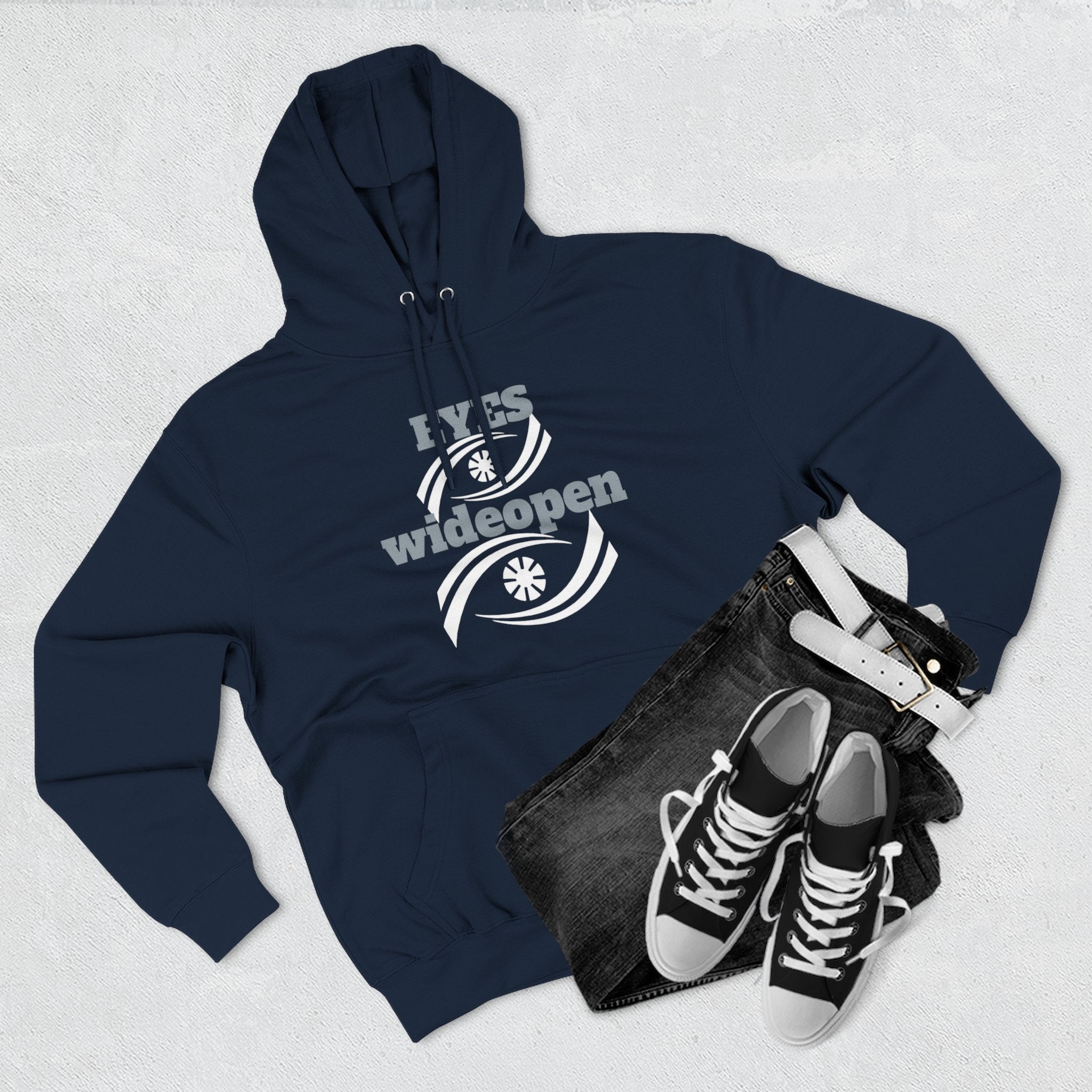 Fleece Hoodie, Cozy Warmth, Casual Style, Perfect for All Seasons, Gift for Friends, EYES wideopen Design