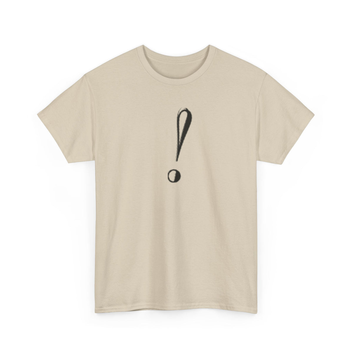 Unisex Heavy Cotton Tee with Bold Exclamation Mark Design - Casual Statement Shirt