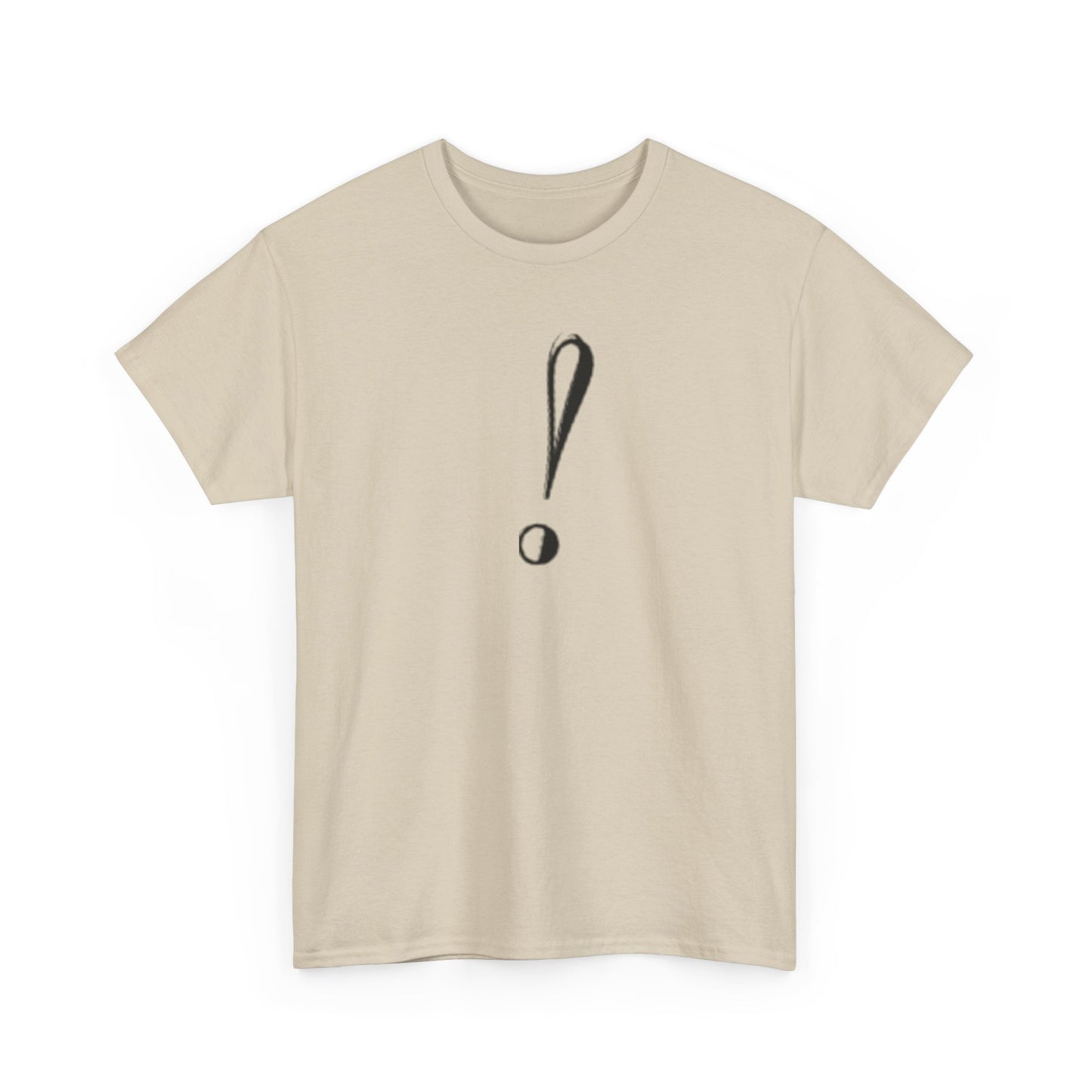 Unisex Heavy Cotton Tee with Bold Exclamation Mark Design - Casual Statement Shirt