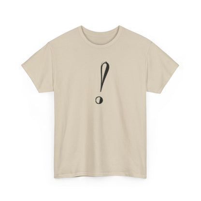 Unisex Heavy Cotton Tee with Bold Exclamation Mark Design - Casual Statement Shirt