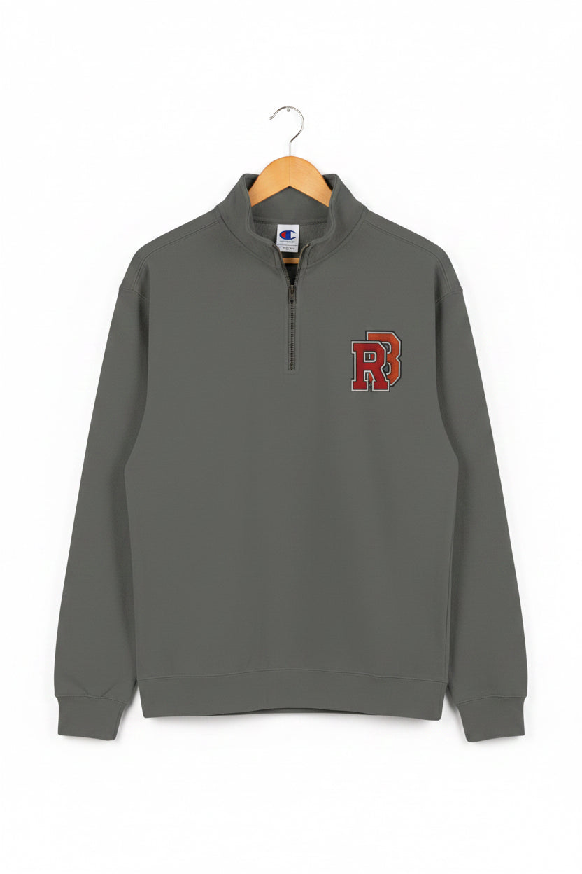 Quarter-Zip Sweatshirt — Retro 'RB' Varsity Logo Pullover Printify