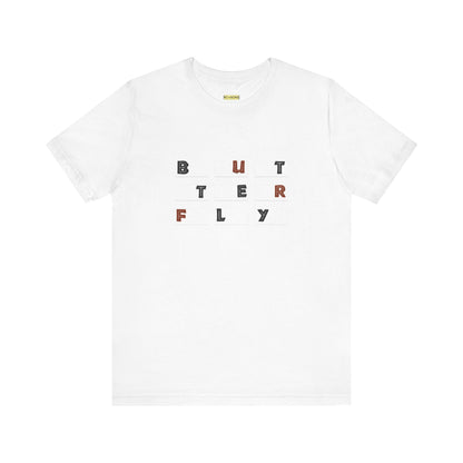 Butterfly Text Unisex Tee, Stylish Graphic Shirt, Casual Wear, Perfect Gift for Nature Lovers, Comfortable Everyday Top Printify