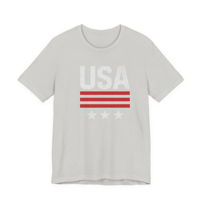 Patriotic USA Tee, Unisex Short Sleeve T-Shirt, July 4th Celebration Shirt, American Pride Apparel, Casual Summer Wear, Gift for Patriot