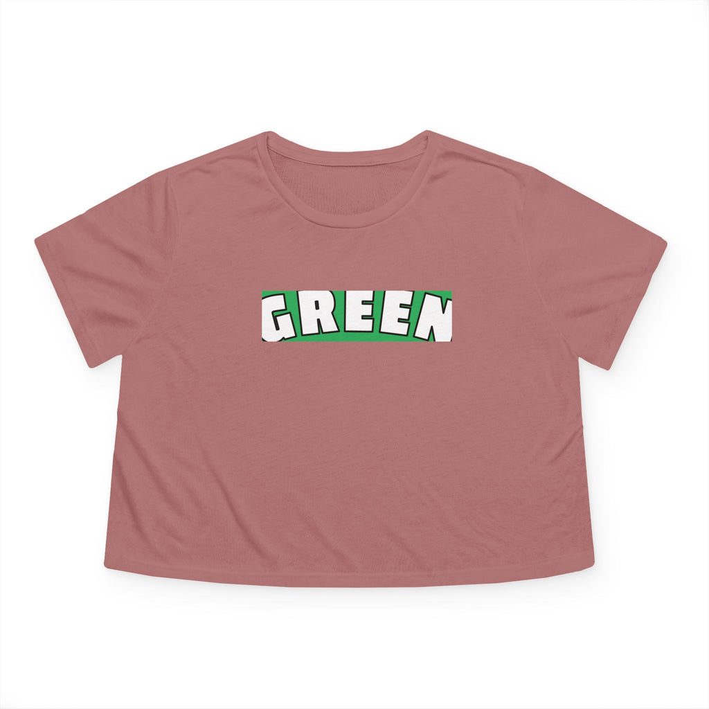 Green Flowy Cropped Tee