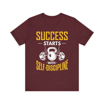 Le succès commence par le tee-shirt unisexe d’autodiscipline 