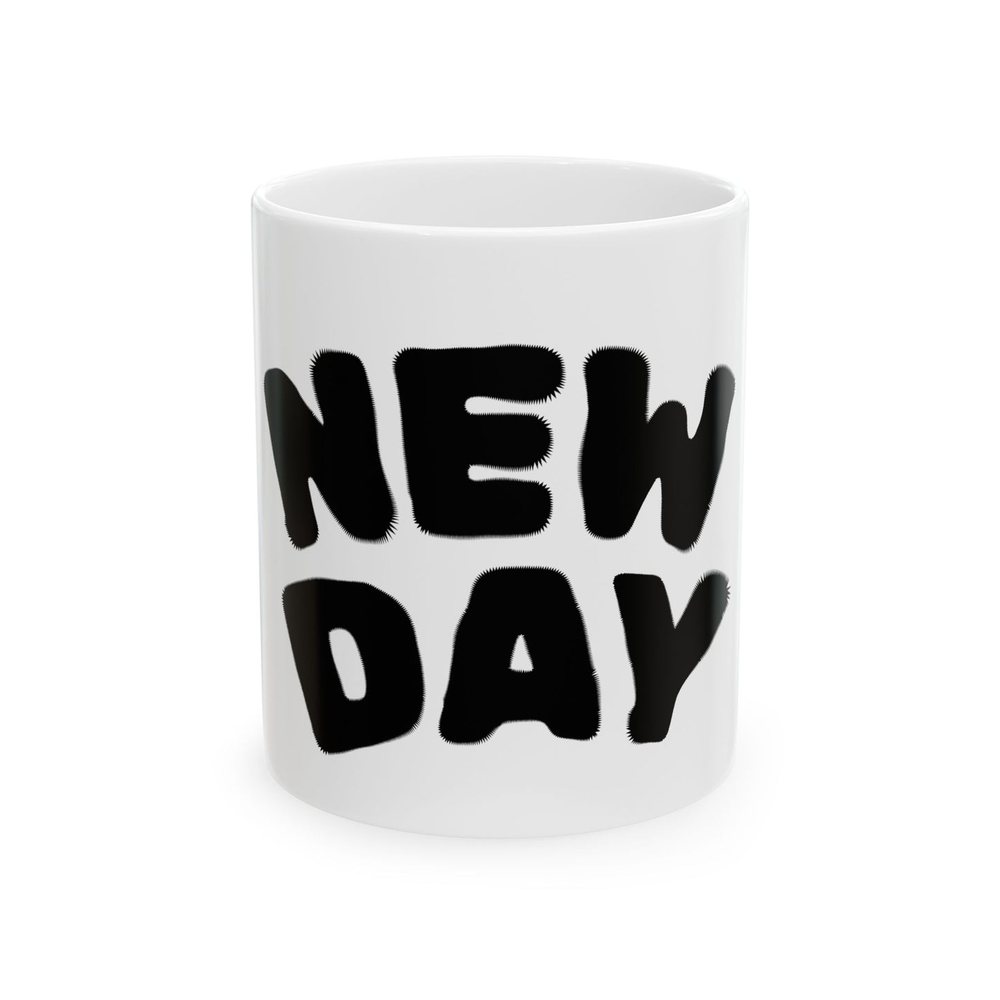 Motivational Ceramic Mug - "New Day" Coffee Cup, Inspirational Gift, Office Mug, Home Decor, Daily Reminder