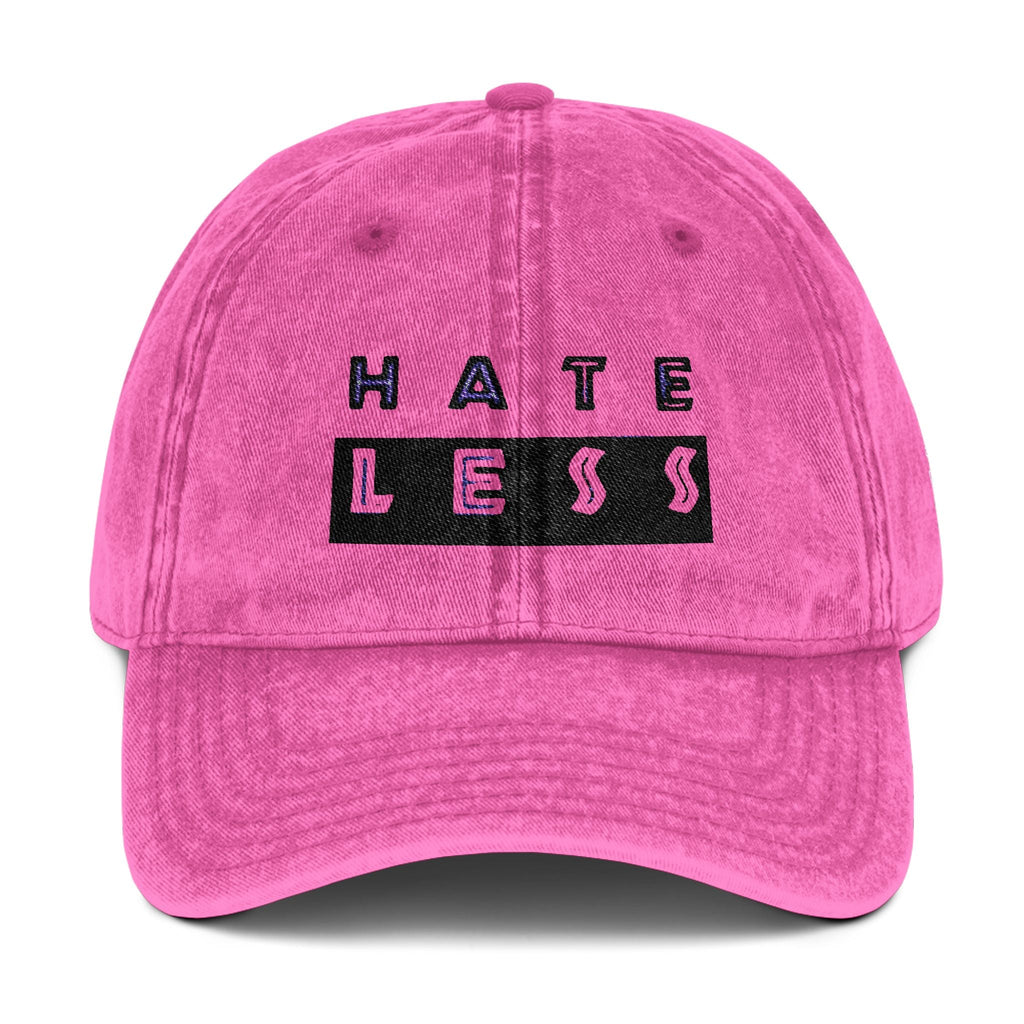 Vintage Embroidered Cap - 'HATE LESS' Righteous Apparel for Positive Vibes Printify