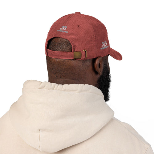 Vintage Embroidered Corduroy Cap, Retro Hat for Outdoor Adventures, Casual Wear, Gift for Him or Her, Stylish Accessory Printify