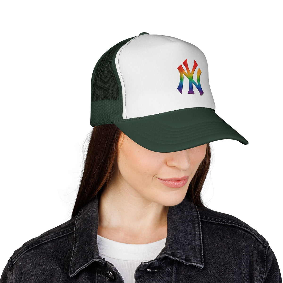 Rainbow Pride Trucker Cap - Celebratory Hat for Festivals, LGBTQ+ Events, Casual Wear, Summer Outings, Unisex Gift Printify