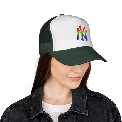 Rainbow Pride Trucker Cap - Celebratory Hat for Festivals, LGBTQ+ Events, Casual Wear, Summer Outings, Unisex Gift Printify