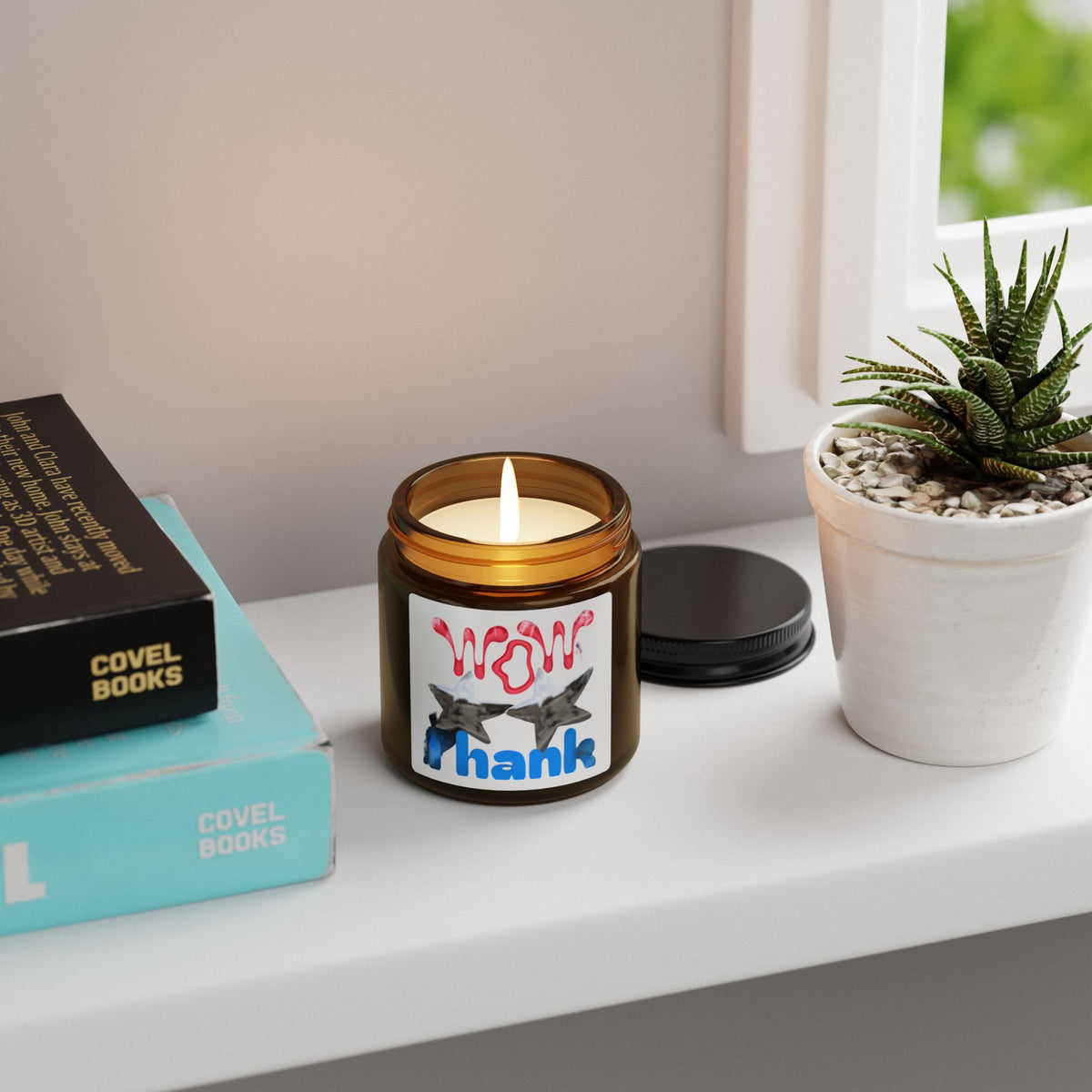 WoW Thank Soy Candle (Multi-Size, Amber Jar) Christmas Decor