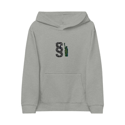 Embroidered Kids Fleece Hoodie with Fun Design Printify