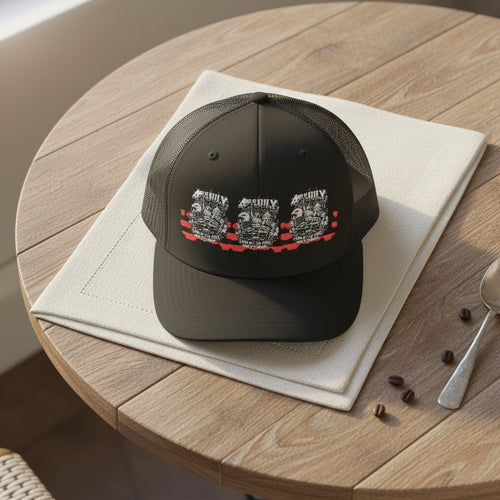 Trucker Cap - Sequin Mason Jar Trio on Stripes