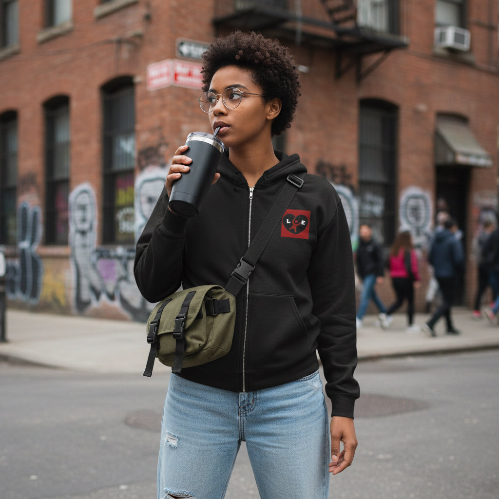 Heart Love Graphic Zip Hoodie, unisex Printify