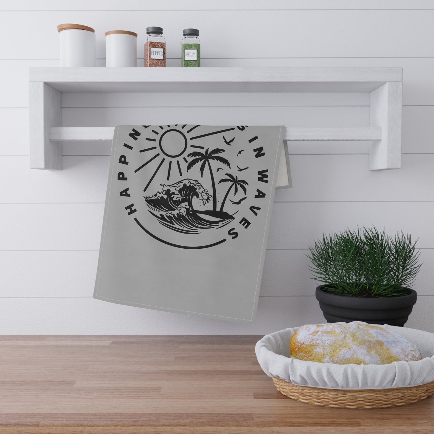 Happiness Comes In Waves Towel
