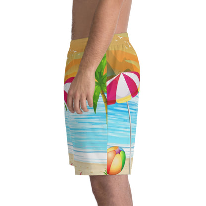 Men's Elastic Beach Shorts (AOP)