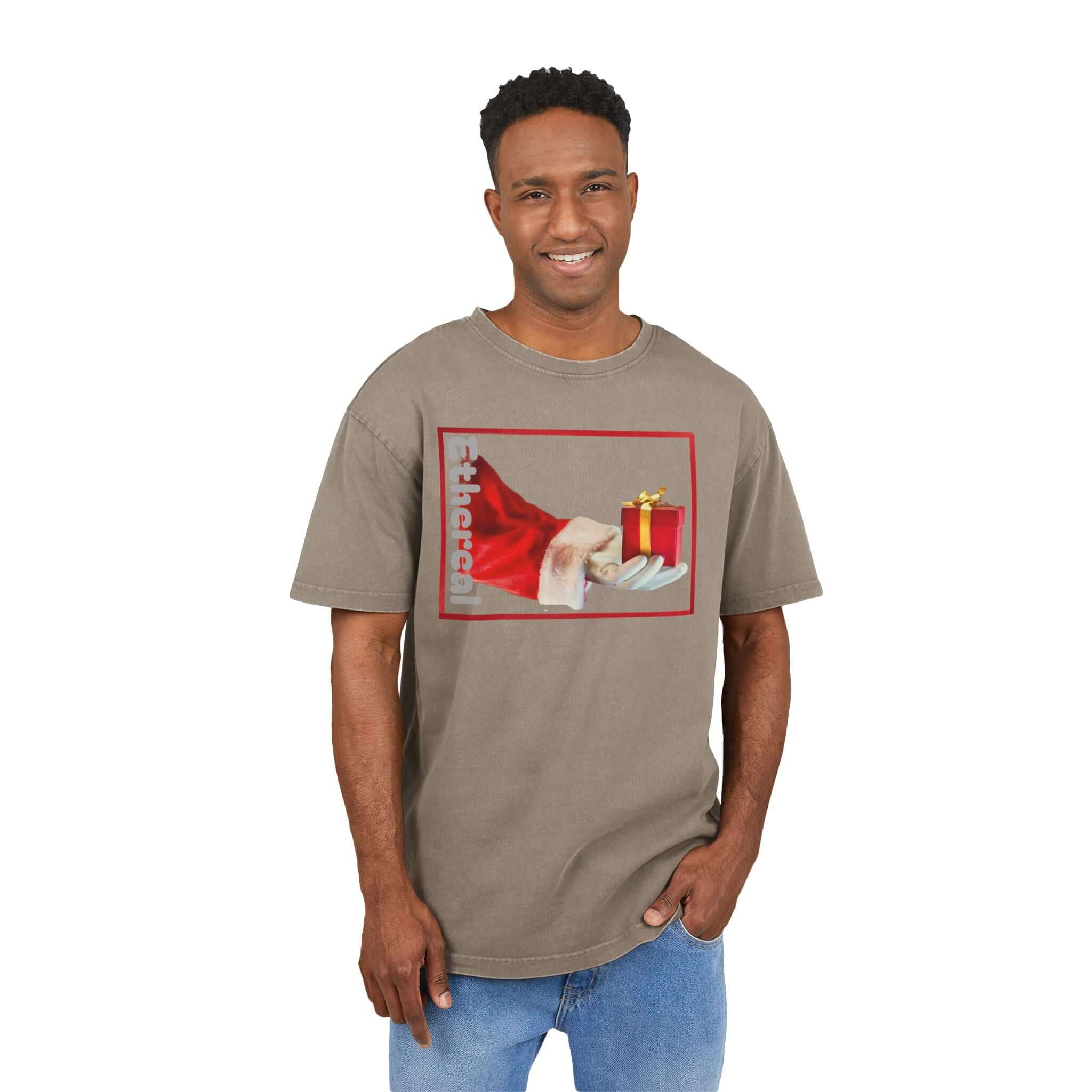 Tee Santa Claus Acid Washed Men's Oversize Heavy
