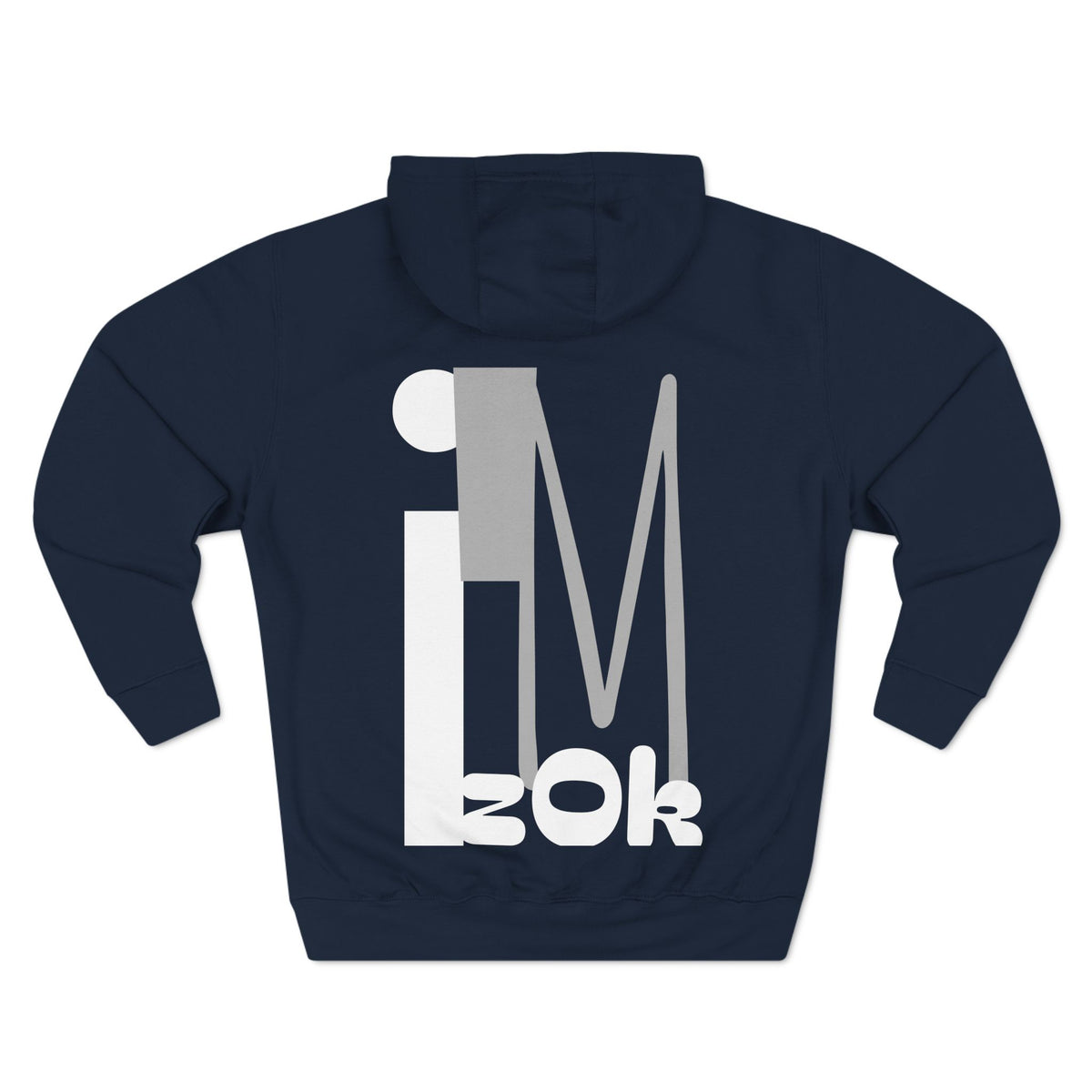 Hoodie with 'I'M zOk' Design - Three-Panel Fleece