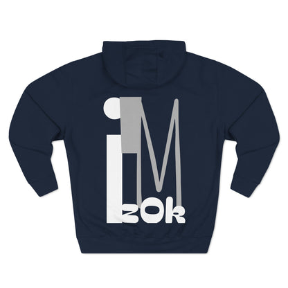 Hoodie with 'I'M zOk' Design - Three-Panel Fleece