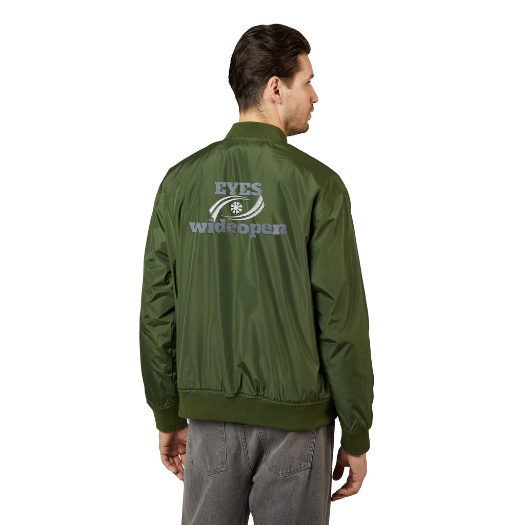 Eco-Friendly Embroidered Bomber Jacket, Stylish Outerwear, Sustainable Fashion, Gift for Her, Trendy Casual Wear, Perfect for Fall Printify