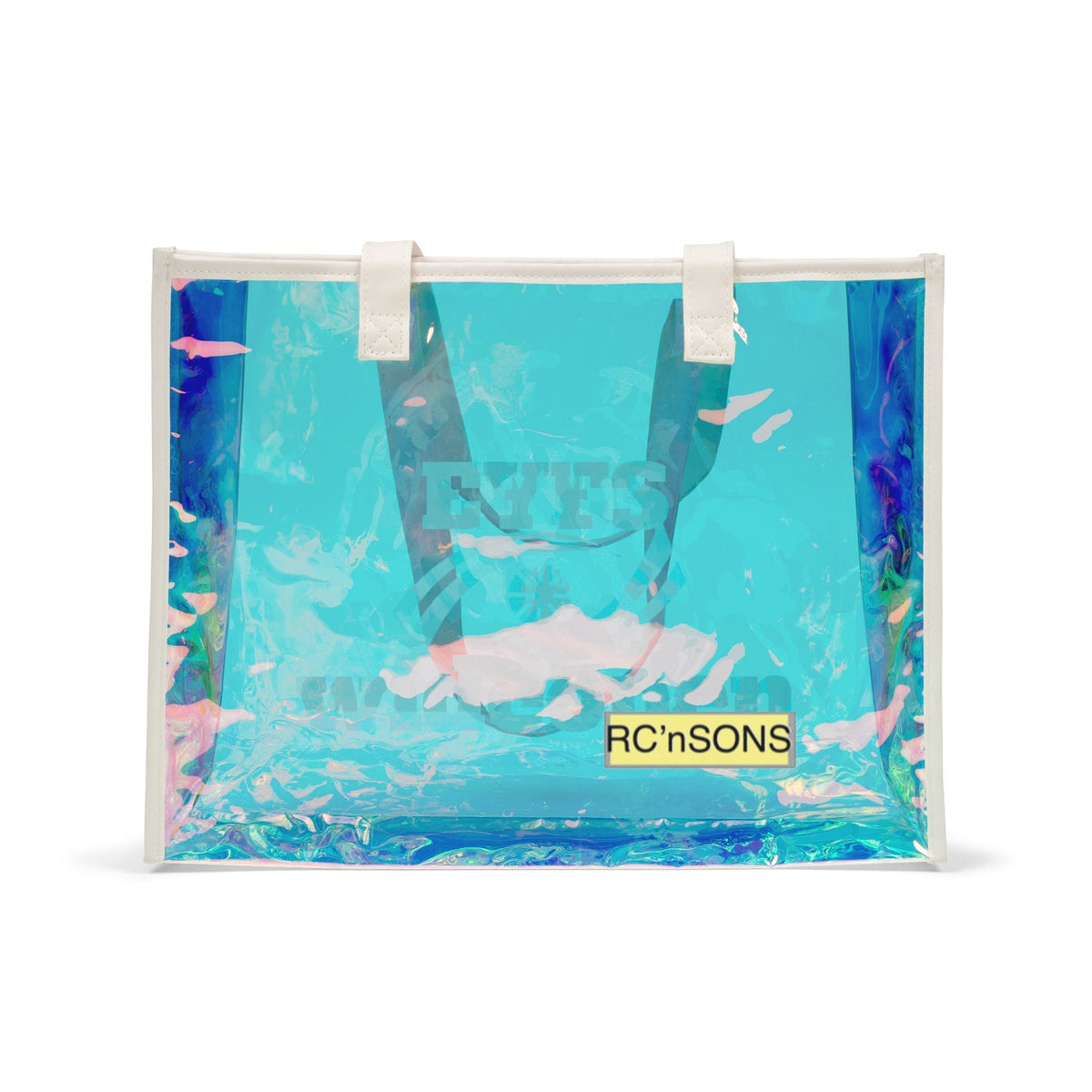 Holographic Beach Tote Bag, Iridescent Vacation Bag, Transparent Beach Purse, Summer Fun Essentials, Poolside Accessory Printify