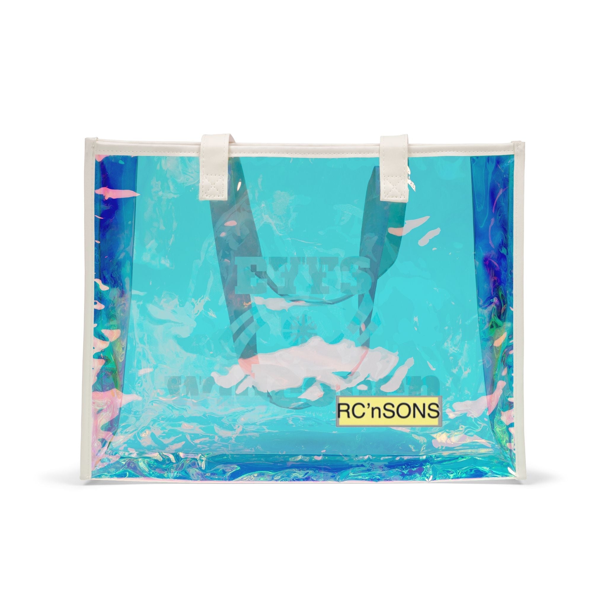 Holographic Beach Tote Bag, Iridescent Vacation Bag, Transparent Beach Purse, Summer Fun Essentials, Poolside Accessory Printify