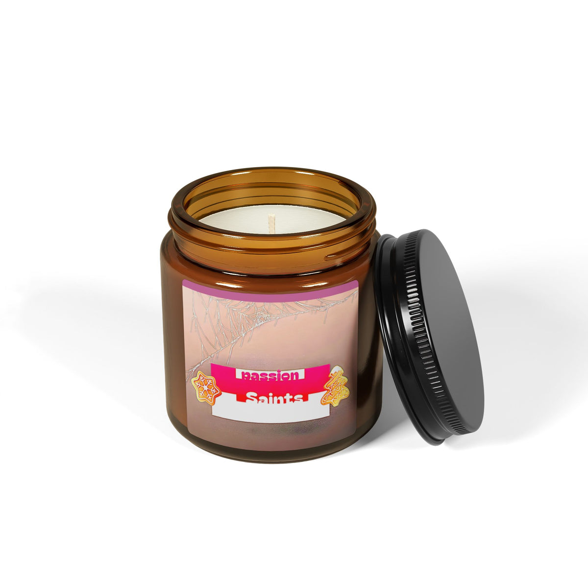 Passion Saints Scented Soy Candle (Multi-Size, Amber Jar)