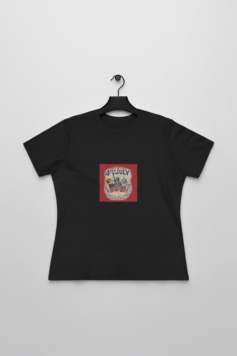 4th of July Vintage Flag Tee —  Women's Cotton Shirt